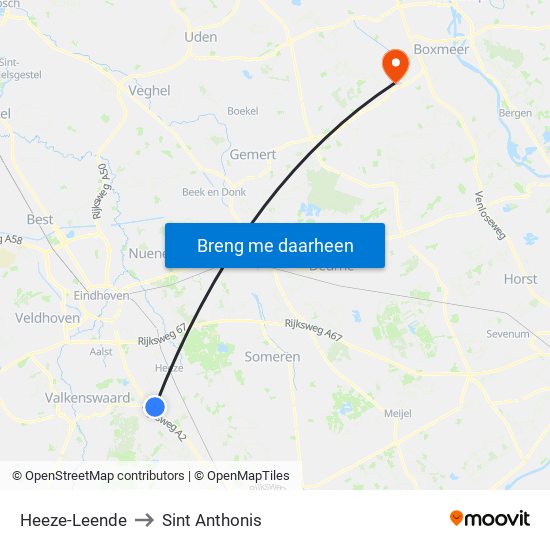 Heeze-Leende to Sint Anthonis map