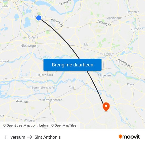 Hilversum to Sint Anthonis map