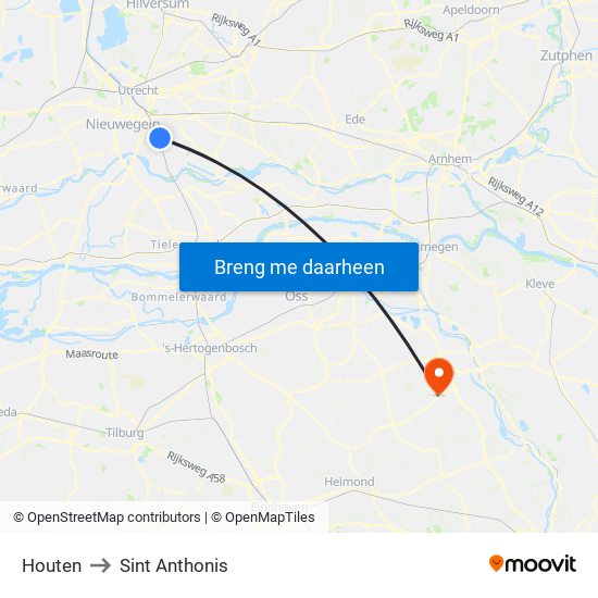 Houten to Sint Anthonis map