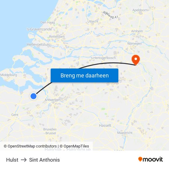 Hulst to Sint Anthonis map