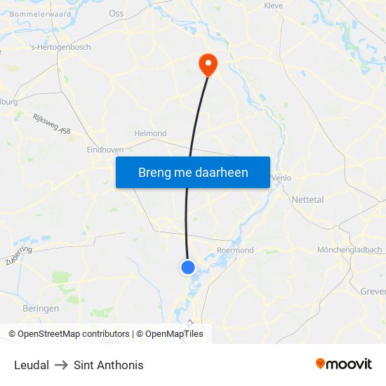 Leudal to Sint Anthonis map