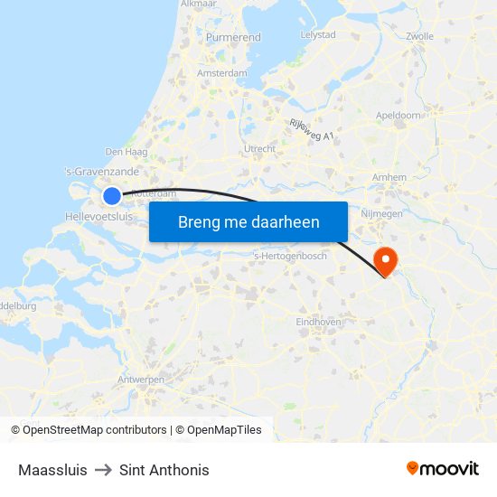 Maassluis to Sint Anthonis map