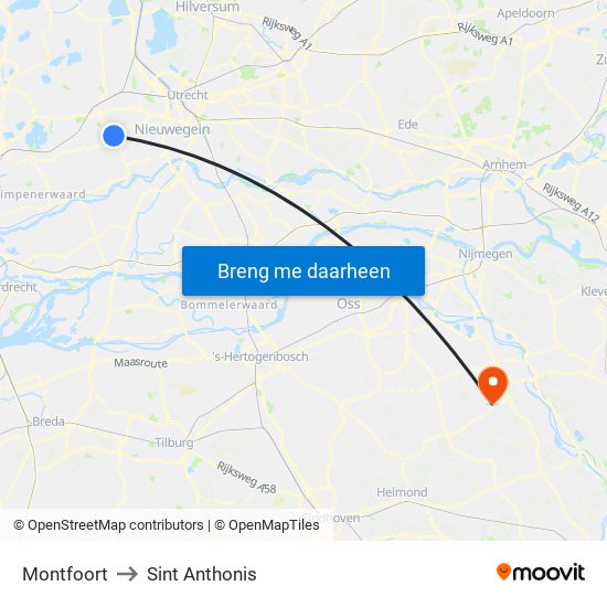 Montfoort to Sint Anthonis map