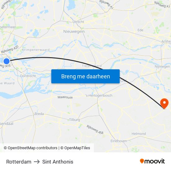 Rotterdam to Sint Anthonis map