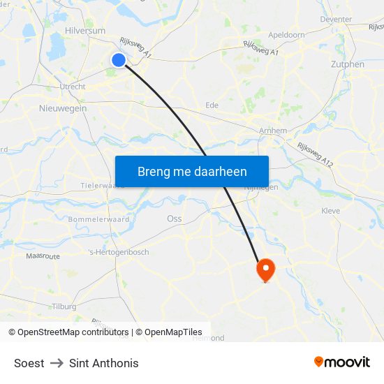 Soest to Sint Anthonis map