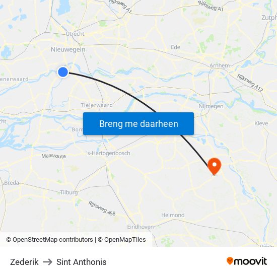 Zederik to Sint Anthonis map