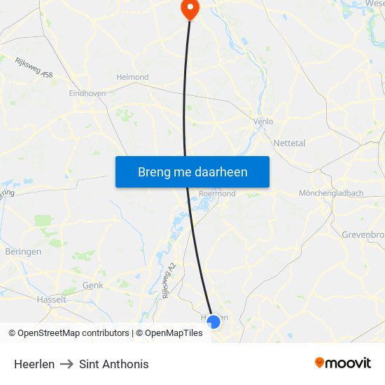 Heerlen to Sint Anthonis map