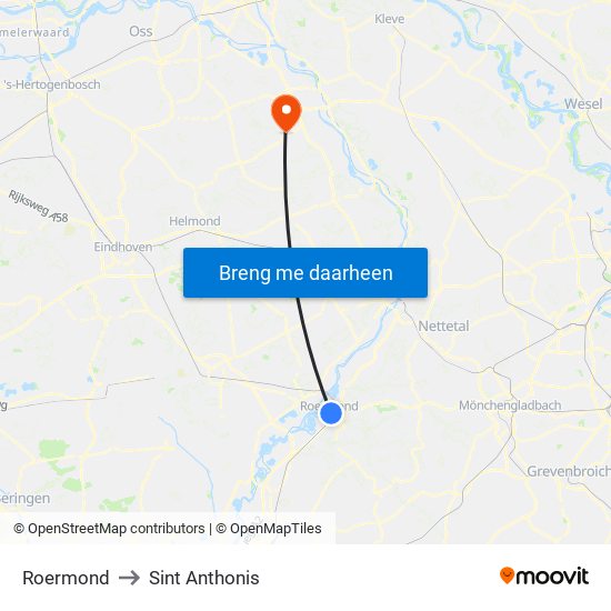 Roermond to Sint Anthonis map