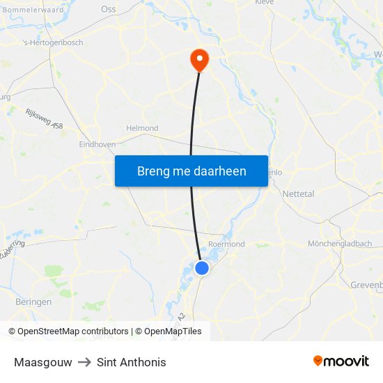 Maasgouw to Sint Anthonis map
