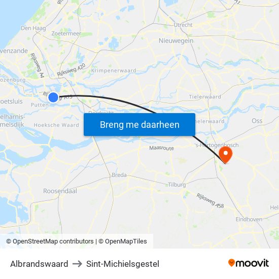 Albrandswaard to Sint-Michielsgestel map