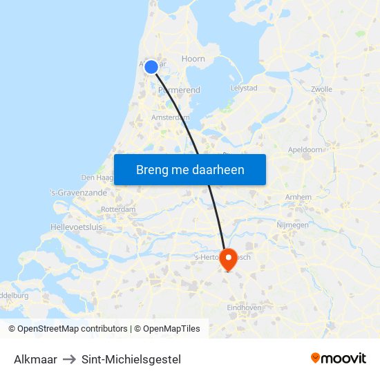 Alkmaar to Sint-Michielsgestel map