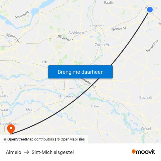 Almelo to Sint-Michielsgestel map