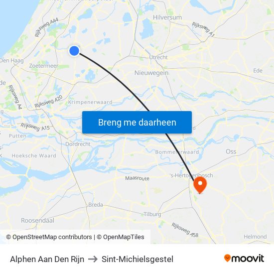 Alphen Aan Den Rijn to Sint-Michielsgestel map