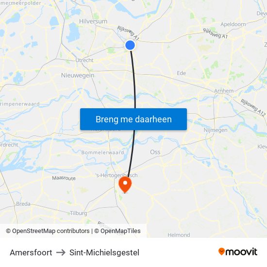 Amersfoort to Sint-Michielsgestel map