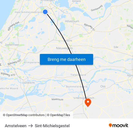 Amstelveen to Sint-Michielsgestel map