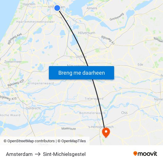 Amsterdam to Sint-Michielsgestel map