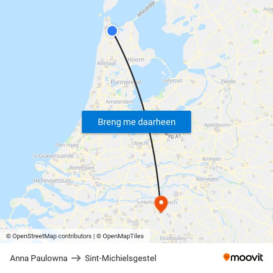 Anna Paulowna to Sint-Michielsgestel map