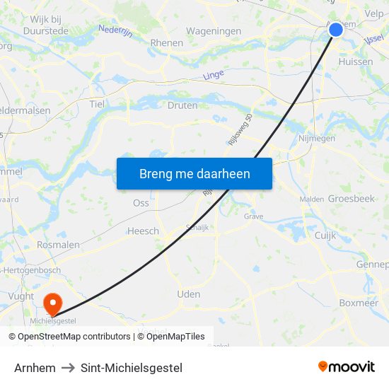 Arnhem to Sint-Michielsgestel map