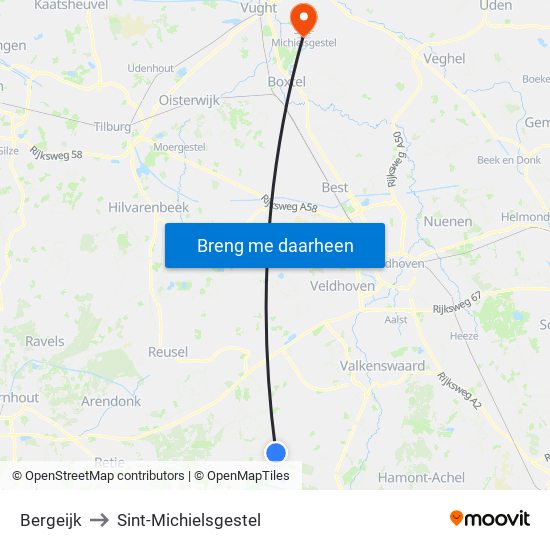 Bergeijk to Sint-Michielsgestel map