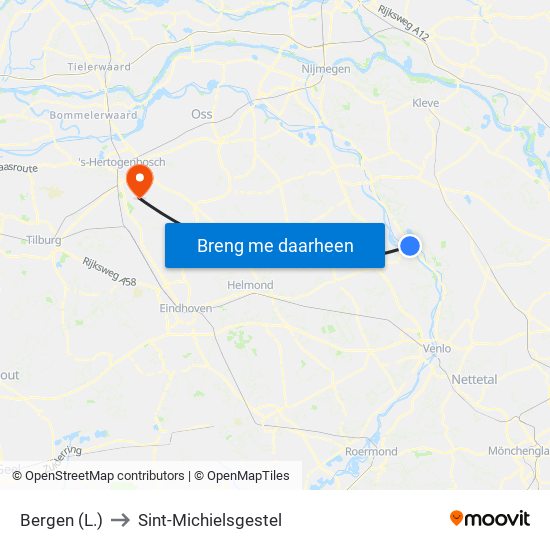 Bergen (L.) to Sint-Michielsgestel map