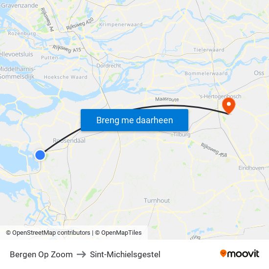 Bergen Op Zoom to Sint-Michielsgestel map