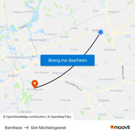 Bernheze to Sint-Michielsgestel map