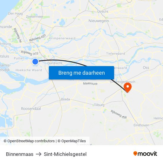 Binnenmaas to Sint-Michielsgestel map