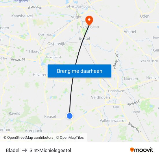 Bladel to Sint-Michielsgestel map
