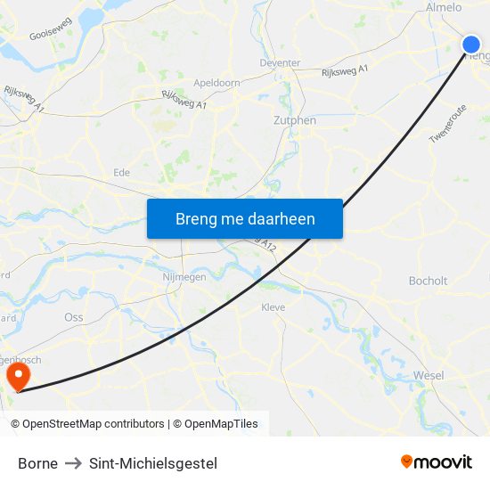 Borne to Sint-Michielsgestel map
