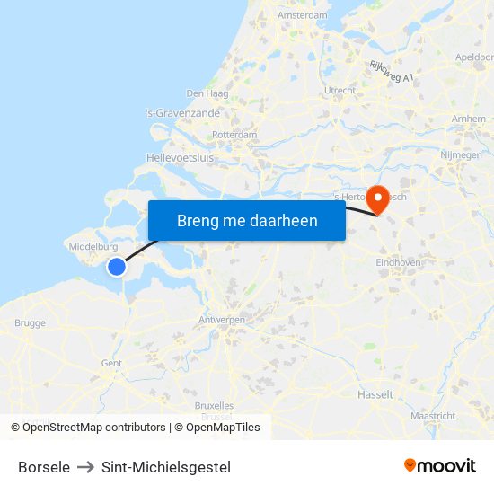 Borsele to Sint-Michielsgestel map