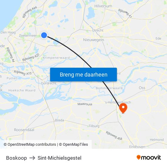 Boskoop to Sint-Michielsgestel map