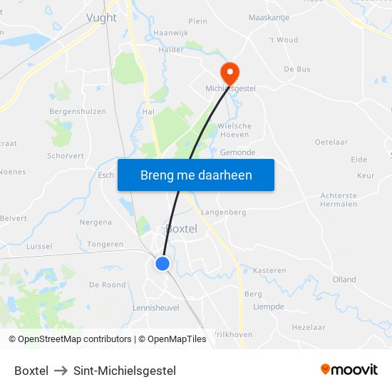 Boxtel to Sint-Michielsgestel map