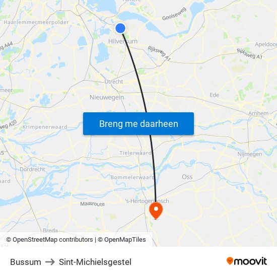 Bussum to Sint-Michielsgestel map