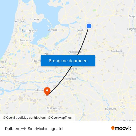 Dalfsen to Sint-Michielsgestel map