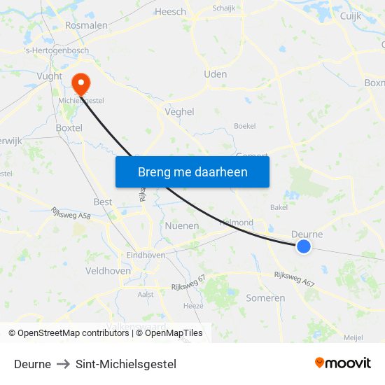 Deurne to Sint-Michielsgestel map