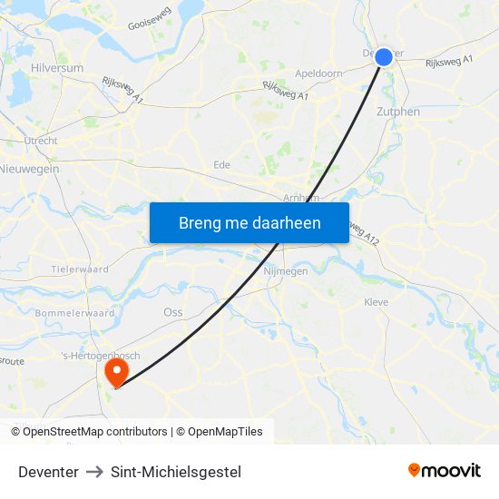 Deventer to Sint-Michielsgestel map