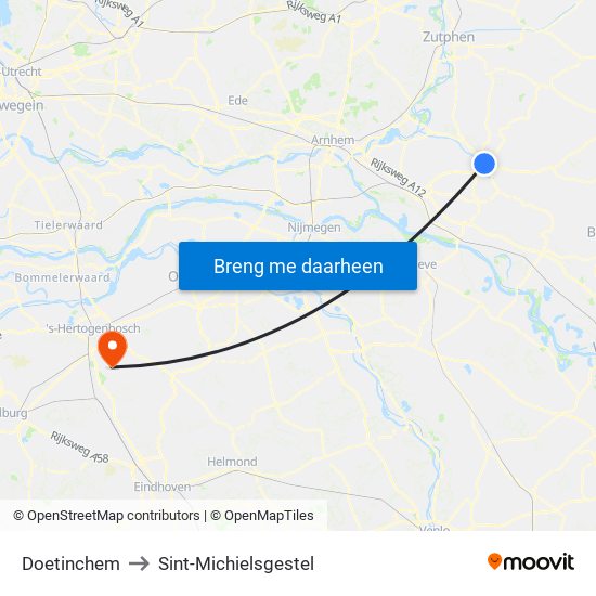 Doetinchem to Sint-Michielsgestel map