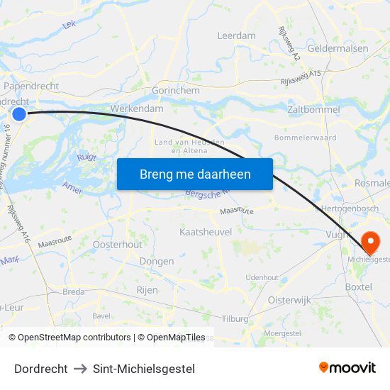 Dordrecht to Sint-Michielsgestel map