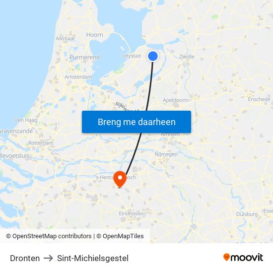 Dronten to Sint-Michielsgestel map