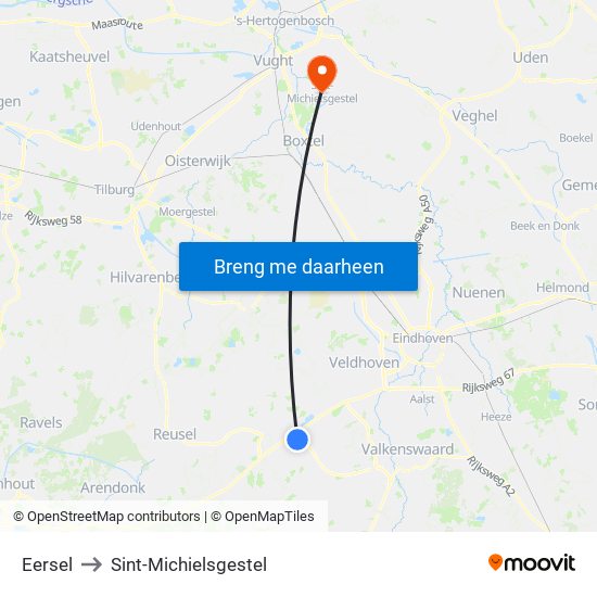 Eersel to Sint-Michielsgestel map