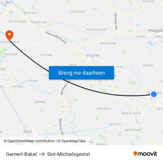 Gemert-Bakel to Sint-Michielsgestel map