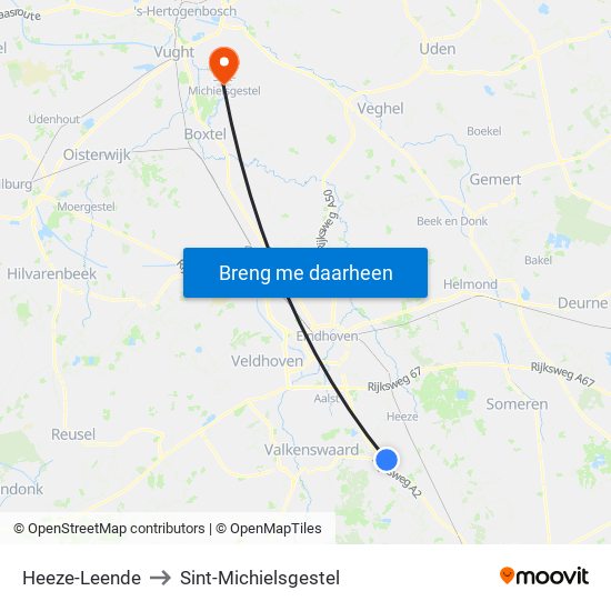 Heeze-Leende to Sint-Michielsgestel map