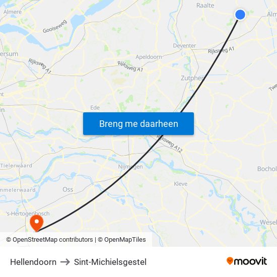 Hellendoorn to Sint-Michielsgestel map