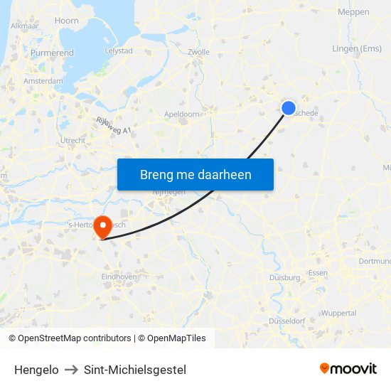 Hengelo to Sint-Michielsgestel map