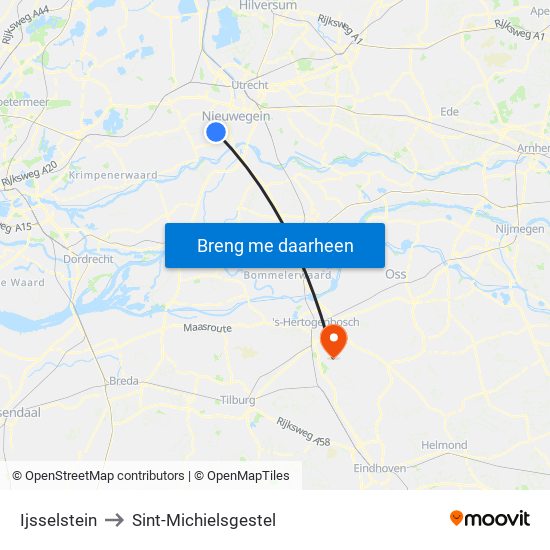 Ijsselstein to Sint-Michielsgestel map