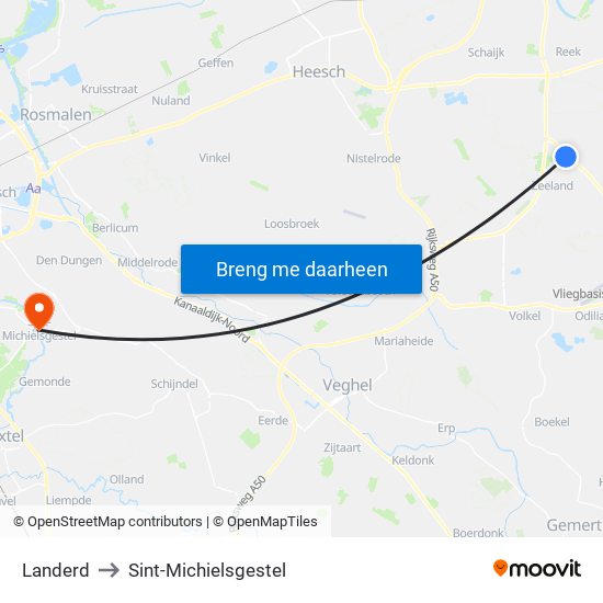 Landerd to Sint-Michielsgestel map