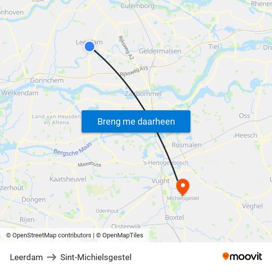 Leerdam to Sint-Michielsgestel map