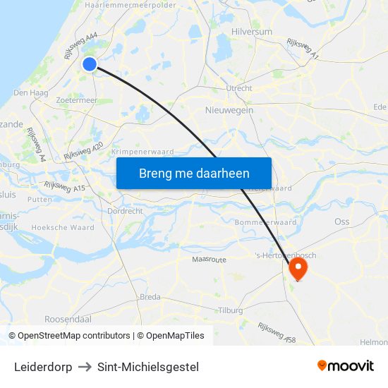 Leiderdorp to Sint-Michielsgestel map