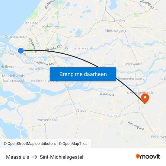 Maassluis to Sint-Michielsgestel map