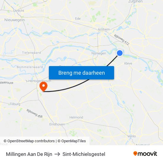 Millingen Aan De Rijn to Sint-Michielsgestel map